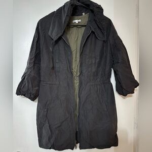 Vince Women Black Ballon Sleeve Peplum Utility Jacket Small Casual Minimalist